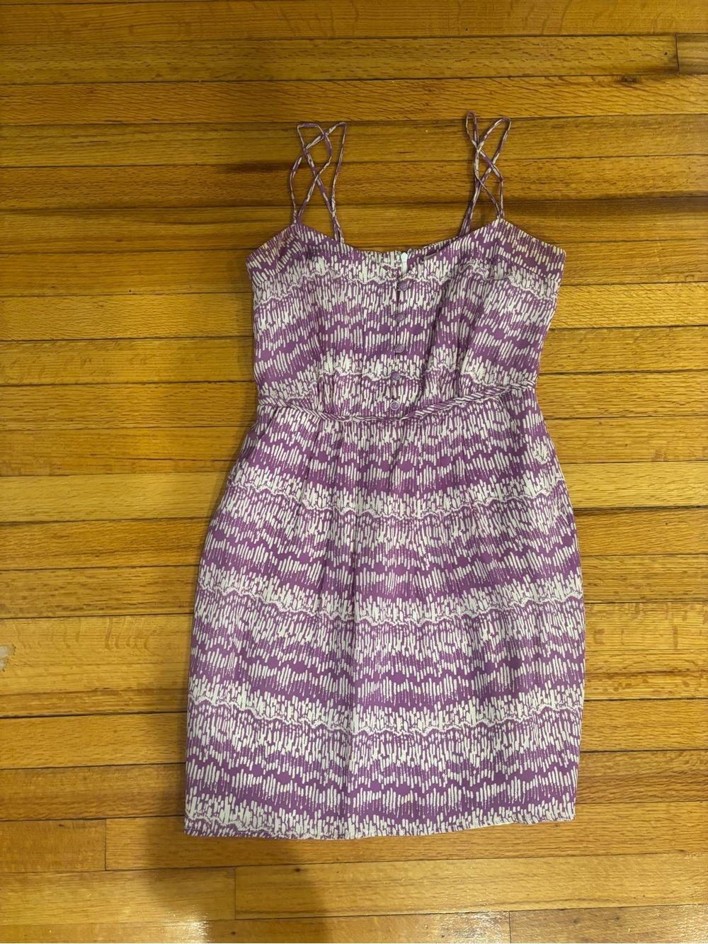 Shoshanna Lavender and White Spaghetti-Strap Mini Dress